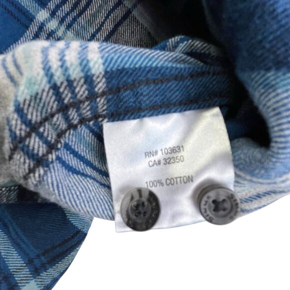 Simms Flannel Shirt Mens Medium Blue Gray Plaid Fishing Outdoor Camping - Picture 9 of 12